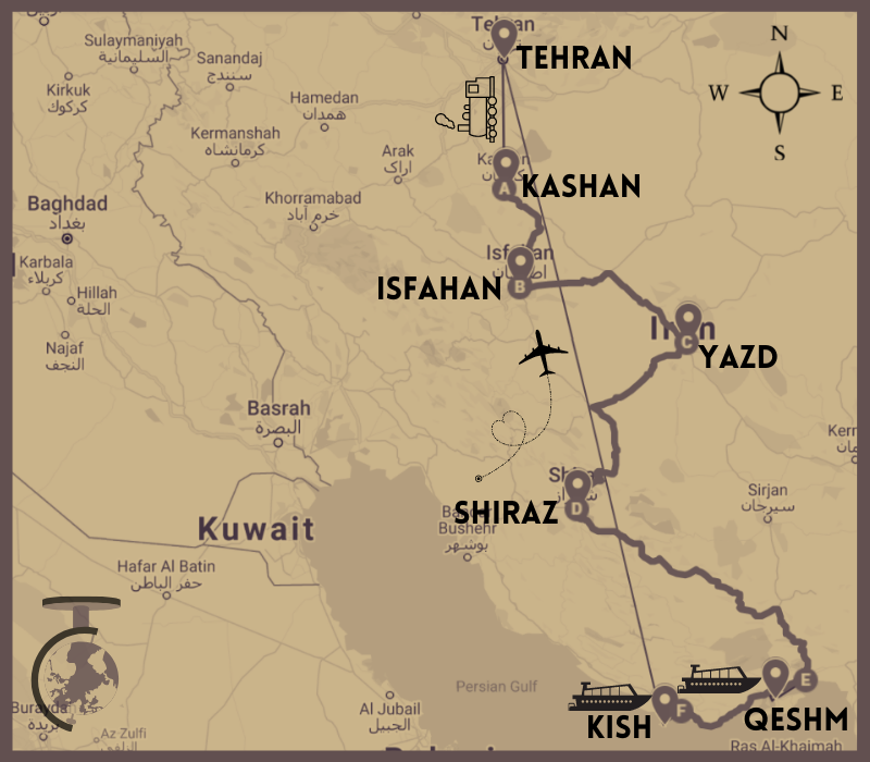 Trip Map - Quest of the Shahs - Luxury Tour to Iran