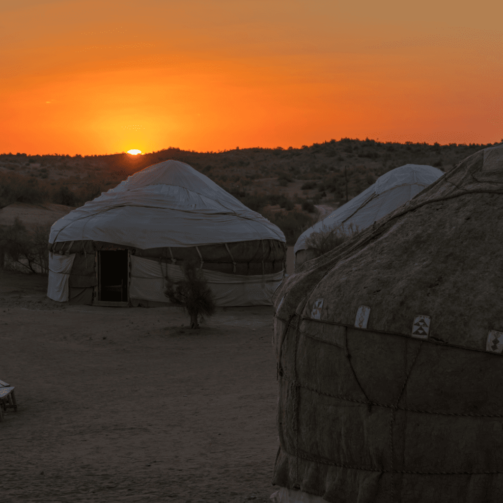 Silk Road Uzbekistan tour - Yurts at Sunset