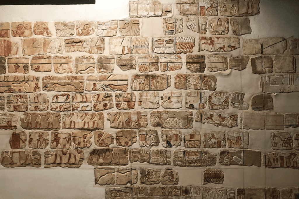 Talatat wall in Luxor Museum - Archaeology trip to Egypt