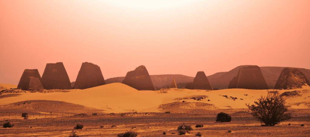 Meroe Pyramids at Sunset