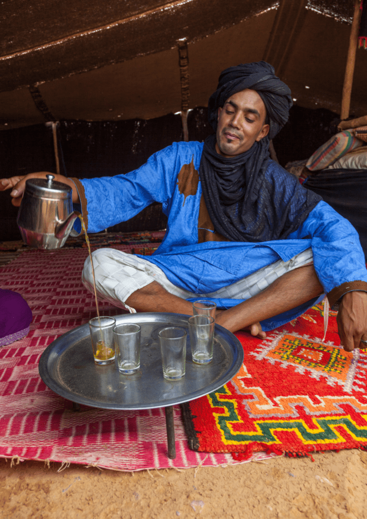 Morocco Food tour - lady with mint tea