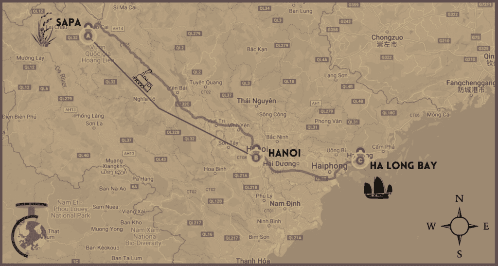 Tour of Northern Vietnam Trip Map